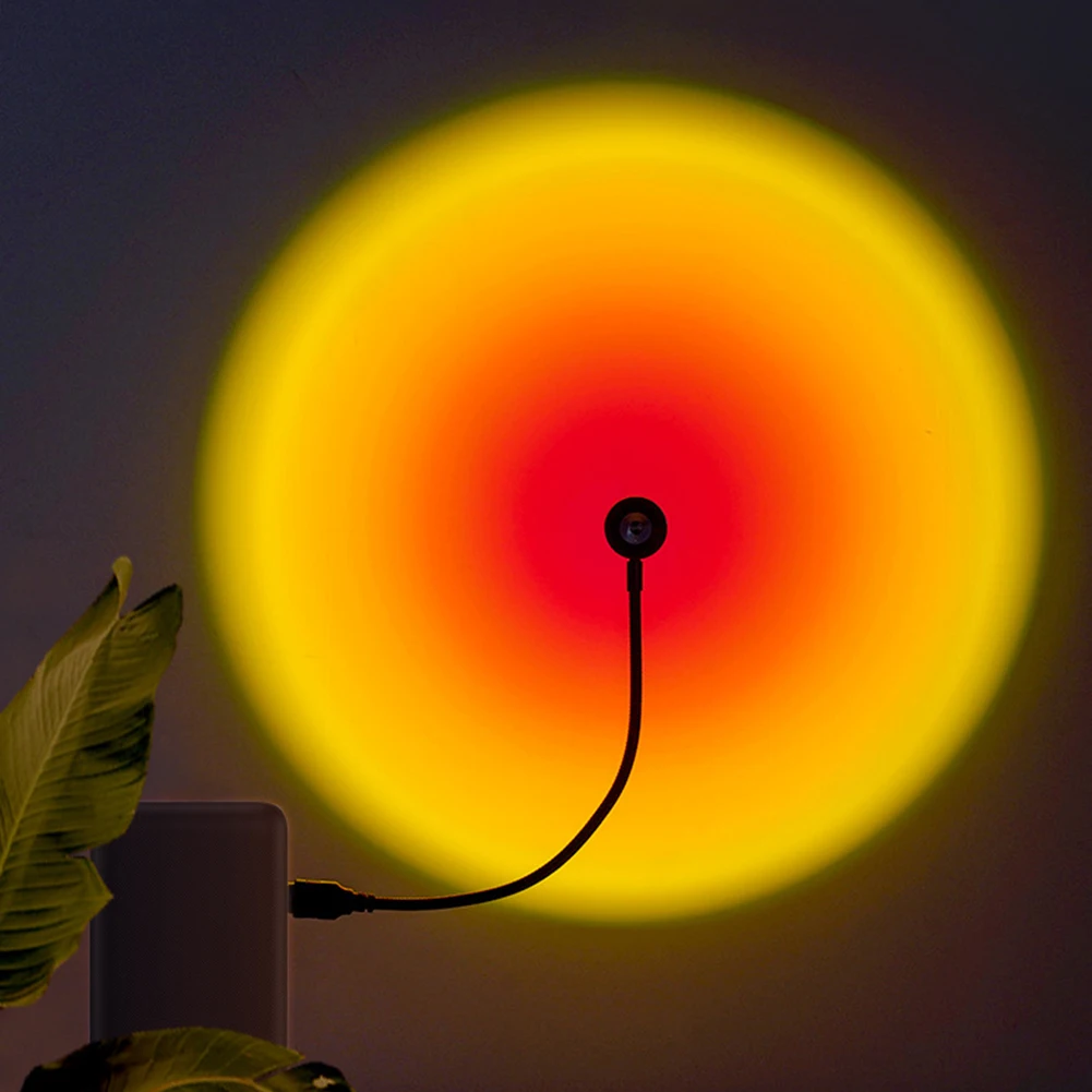 

Sunset Lamp USB Rainbow Projector Lamp LED Atmosphere Living Room Bar Cafe Shop Wall Decoration Lighting For Photographic