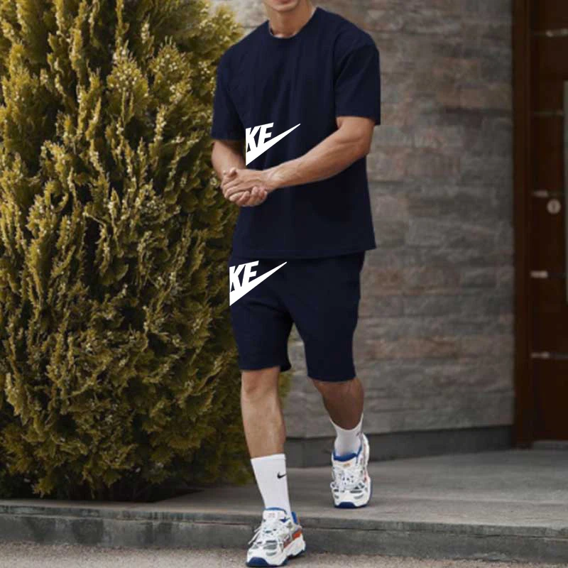 New Men Suit Fashion 2-piece Set Men Street Short Shirts Shorts Pants Casual Oversized Comfortable Clothes Jogging Training Set