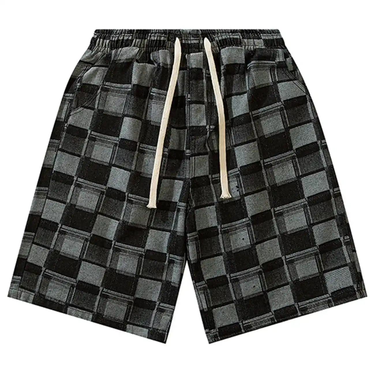 

2022 Summer Fashion Plaid Drawstring Jeans Shorts