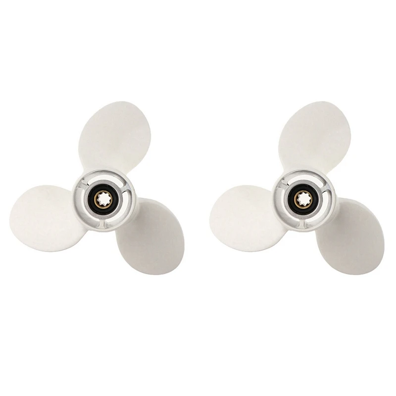 2X Propeller For Yamaha 9.9Hp 15Hp 9 1/4 X10 Boat Aluminum Alloy Screw 3 Blade 8 Spline Marine Engine Part