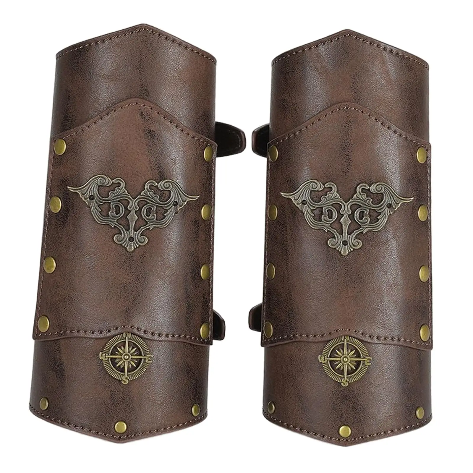 

2 Pieces Punk Arm Guards Wristband Buckled Vambrace Gothic Medieval Buckle Bracers Arm Armor for Viking Cosplay Everyday Wear