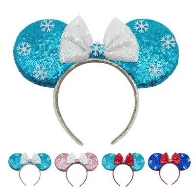 

2023 фестиваль Косплей мышь уши повязка на голову для женщин Блестящий бант повязка для волос для девочек Рождественская вечеринка аксессуар...