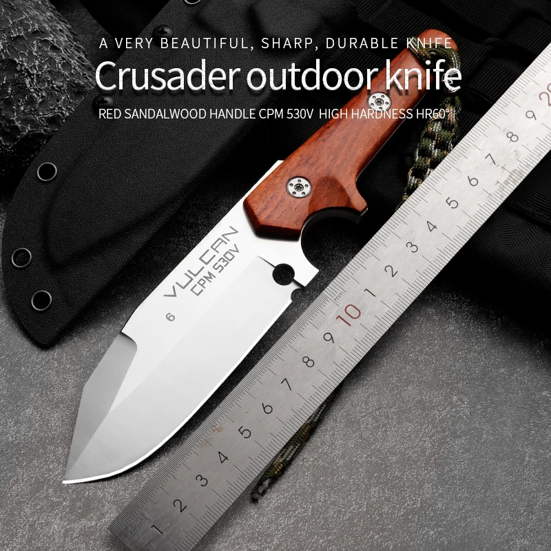 

Уличный нож, фиксированный нож, походный охотничий нож, ручка из сандалового дерева, лезвие cpm530v, тактический нож, полевой инструмент для выживания, EDC