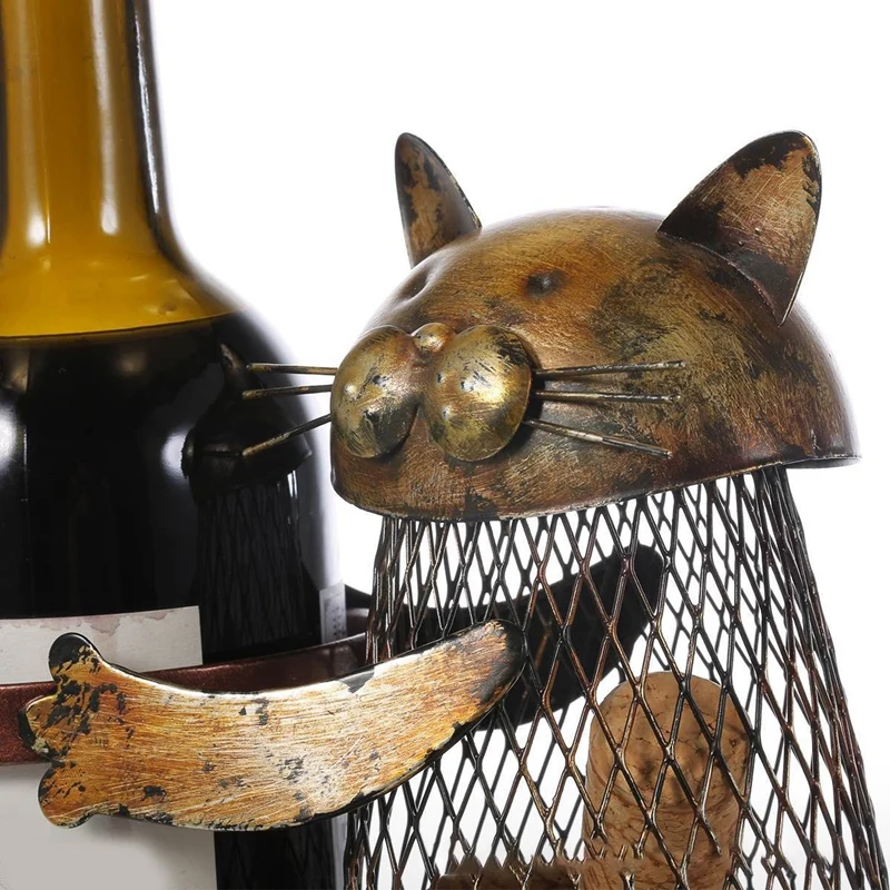 Полка для красного вина с котенком кованая железная полка животными горшок денег