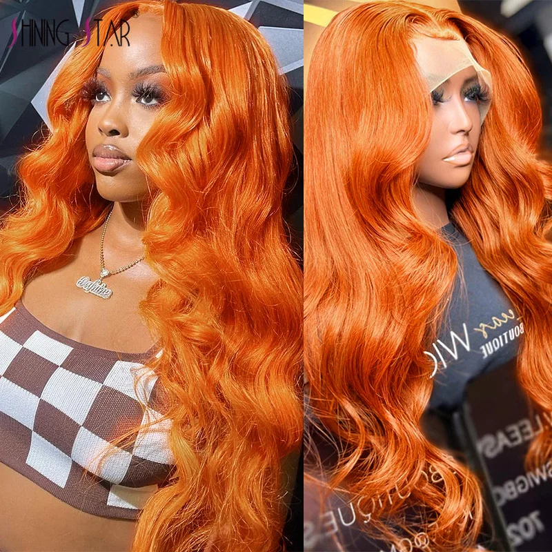 

Oranger Colored Hd Lace Frontal Wig Human Hair Brazilian Body Wave Lace Front Wigs Pre Plucked Ginger Human Hair Wigs For Women