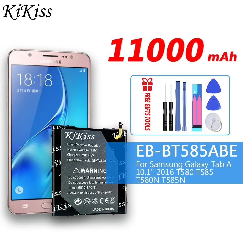 

100% Genuine KiKiss EB-BT585ABE Replacement Tab Battery For Samsung Galaxy Tablet A 10.1 2016 T580 SM-T585C T585 T580N+Tools