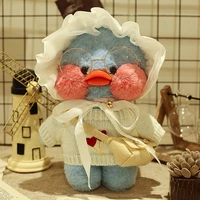 lalafanfan blue duck plush toy kawaii stuffed animals creative cartoon doll with accessories birthday gifts for girls children