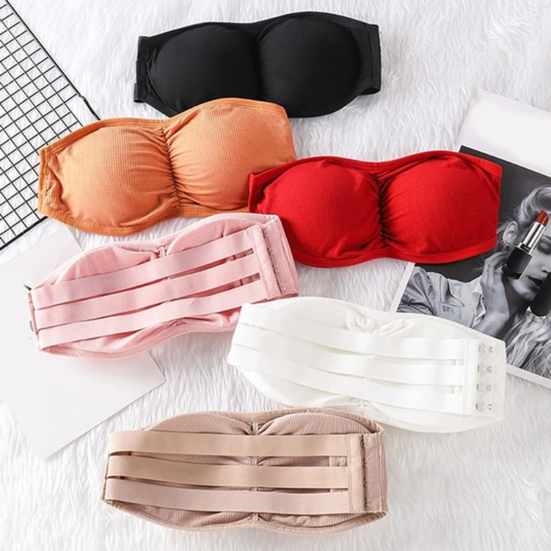 

Strapless Women Tube Top Sexy Bra Cropped Chest Invisible Women Seamless Underwear Sexy Lingerie Wireless Padded Bandeau Top