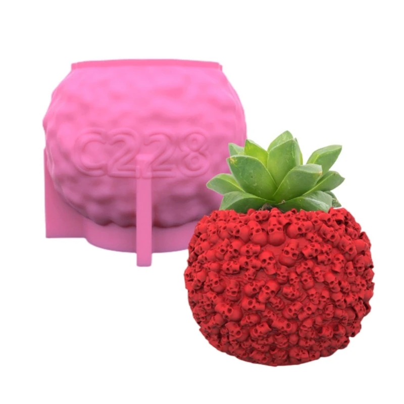 

M2EA Skull Flower Pot Silicone Mold Succulent Planter Concrete Mold Pen Holder Mold