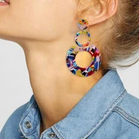 acrylic acetate earrings women punk round earring statement fashion multi layer geometry luxury ear clips jewelry accessories