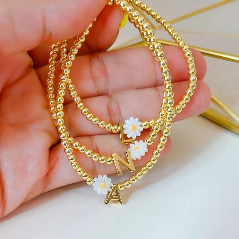

KKBEAD Letter A~Z Alphabet Bracelet for Women 26 Initial Bracelets Gift for Friends New In Jewelry Daisy Jewellery Pulseras