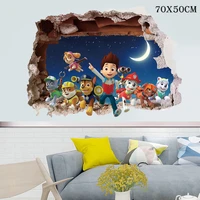 70x50cm paw patrol 3d decorative wall stickers cartoon large size kids home decoration stickers toys gifts chase ryder skye