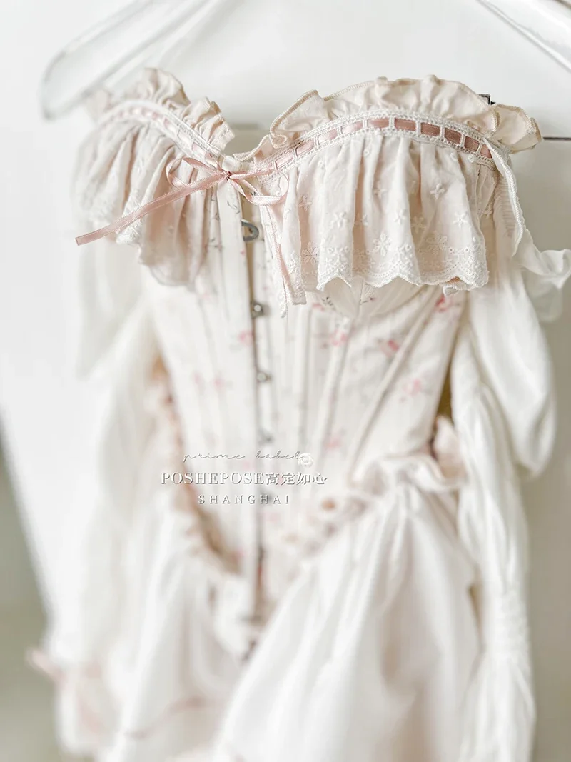 Новый девчачий розовый корсет с цветочным принтом тонкое платье со шлейфом и