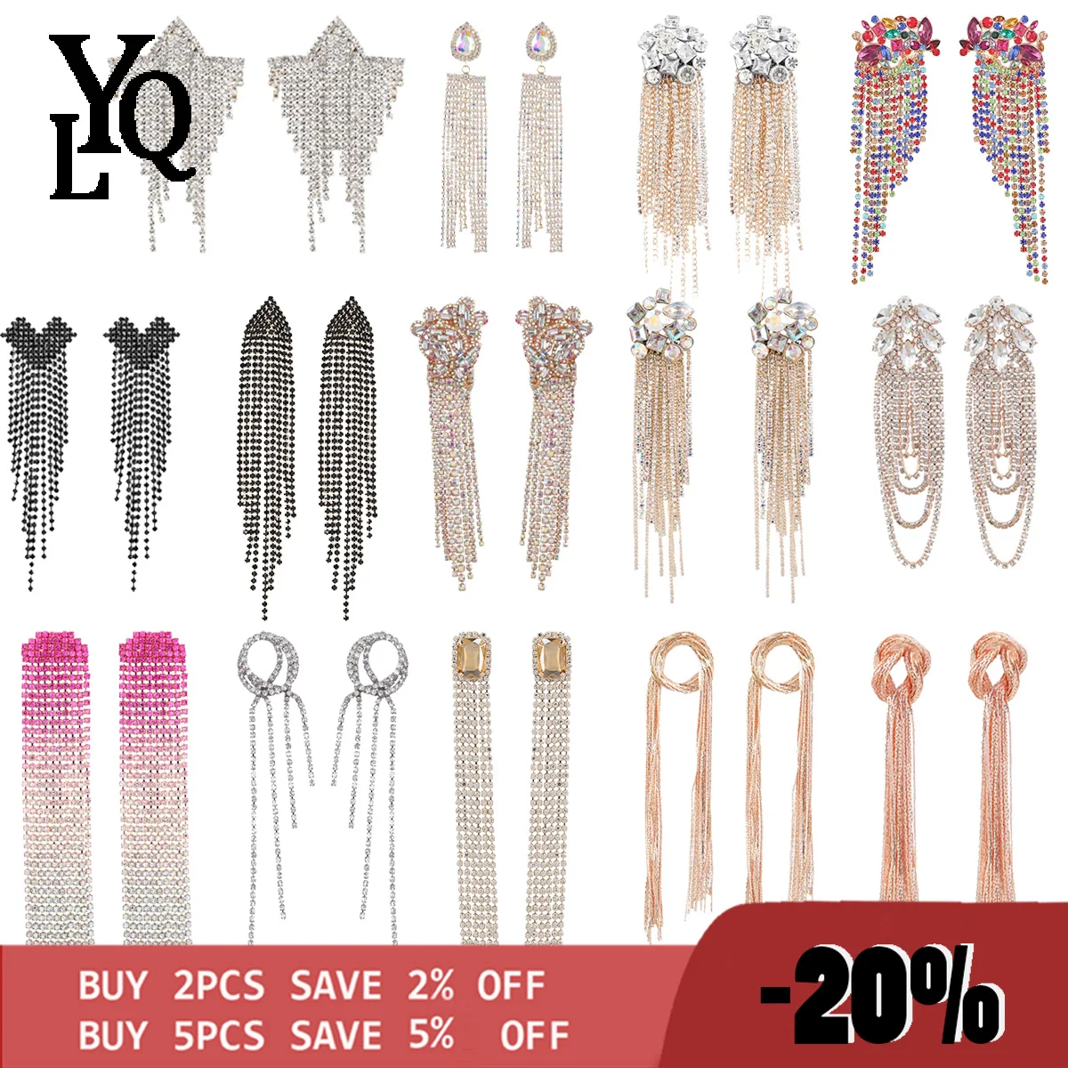 

Trendy Color Women's Rhinestone Claw Chain Tassel Pendant Earrings Temperament Dinner Party Women's Earrings Jewelry