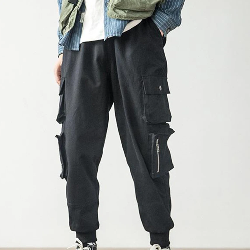 

Брюки-карго мужские с карманами, джоггеры, брюки-султанки в стиле хип-хоп, штаны с карманами, уличная одежда в стиле Харадзюку, весна 2022
