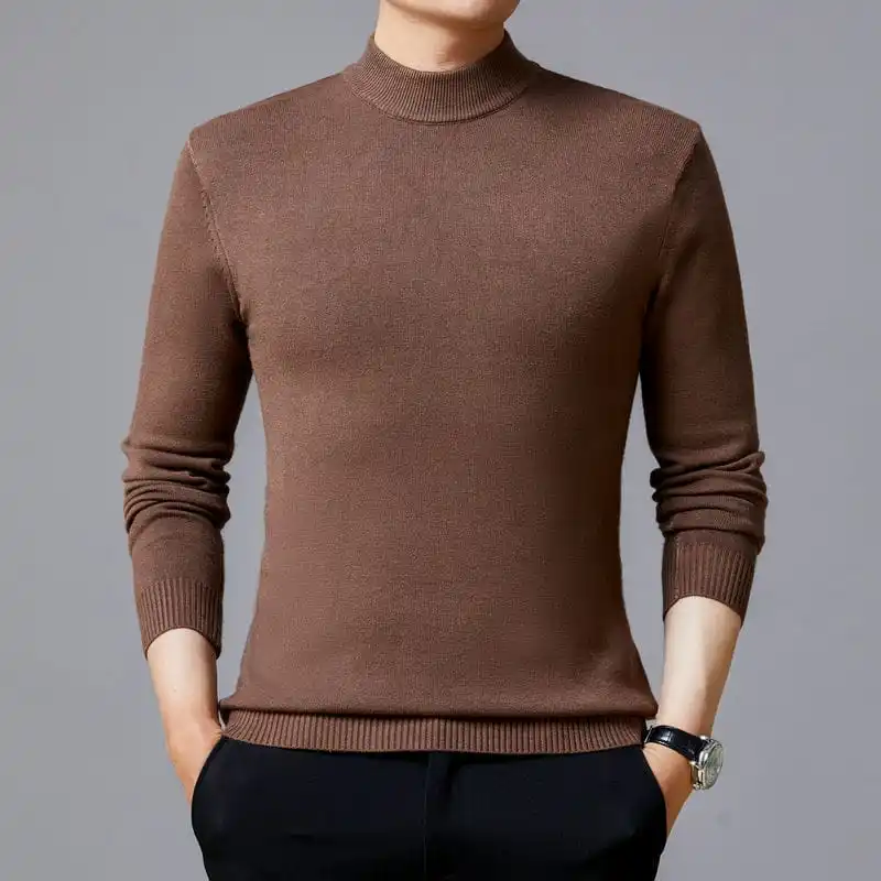 New Warm Sweater Pullovers 2023 Autumn Winter Fashion Half Turtleneck Jumper Men's Clothing Knitted Sweaters Pull Ropa De Hombre