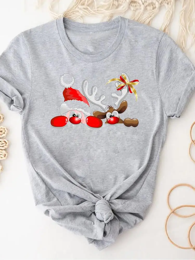 

Футболка с рисунком Санта-Клауса, оленя, с рождеством, с Новым годом, Женская Базовая футболка, модная футболка, одежда, топ, одежда