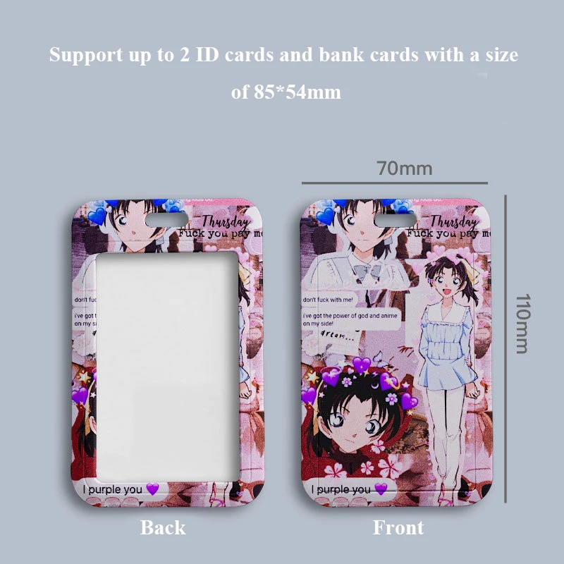 2023 New 110*70mm Japanese Anime Detective Conan Lanyard ID Card Badge Holder with Keychain Keyring Gift