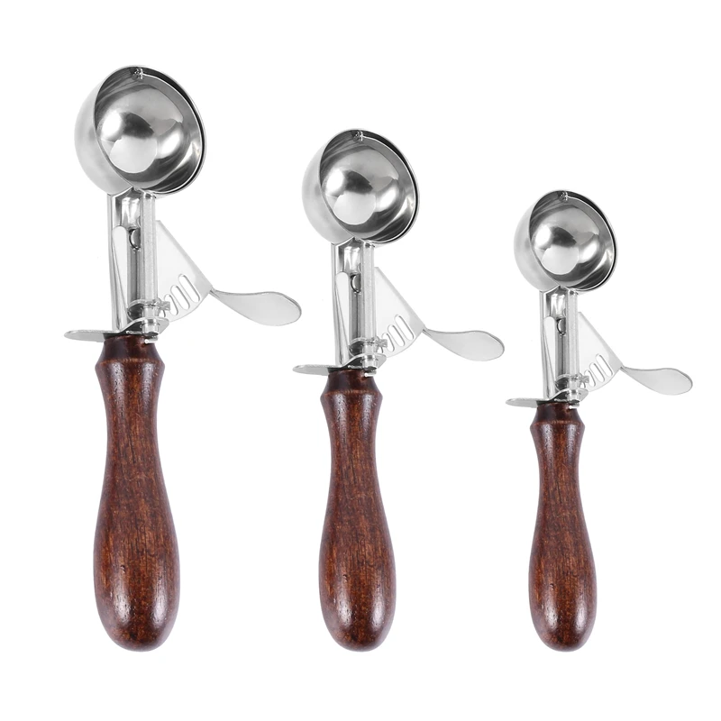 

Ice Cream Scoop Set With Trigger Release -For Ice Cream, Freeze Yogurt, Cookie Dough, Rice Dishes, And Vegetable Purees