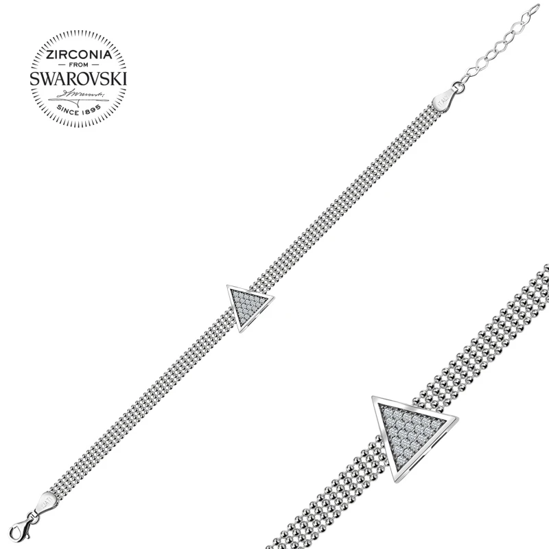

Silver 925 Sterling Swarovski Zirconia Cubic Zirconia Triangle Bracelet