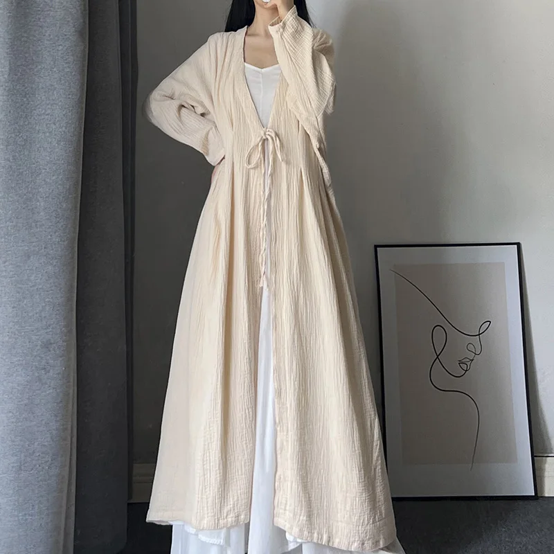 Весенне-осенний экстра-длинный кардиган Верхняя одежда Женская художественная