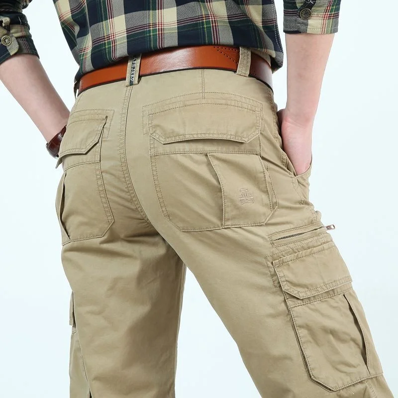 

Брюки-карго мужские в стиле милитари, 2020, повседневный комбинезон с несколькими карманами, свободные длинные брюки, мужские тактические брю...