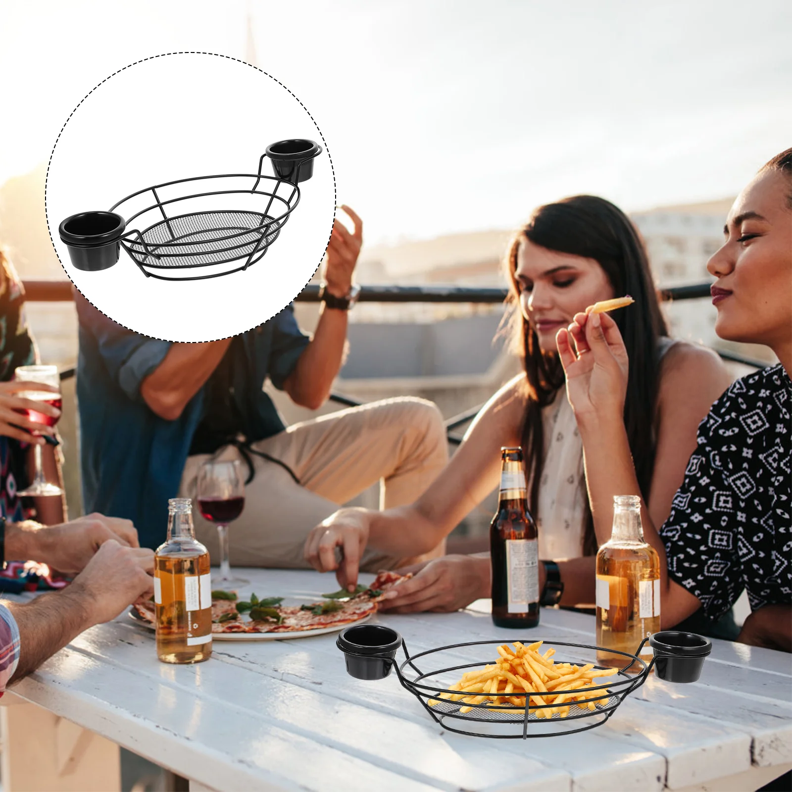 

1 шт., корзина для жарки в ресторане, прочная корзина из нержавеющей стали (черная)