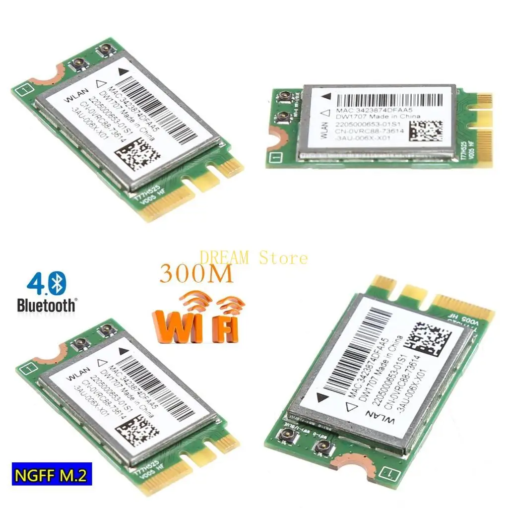 Фото Беспроводная карта WLAN M.2 для чипа Atheros QCA9565 DW1707 0VRC88 QCNFA335, Bluetooth-совместимая, 300 Мбит/с, лучшая №1