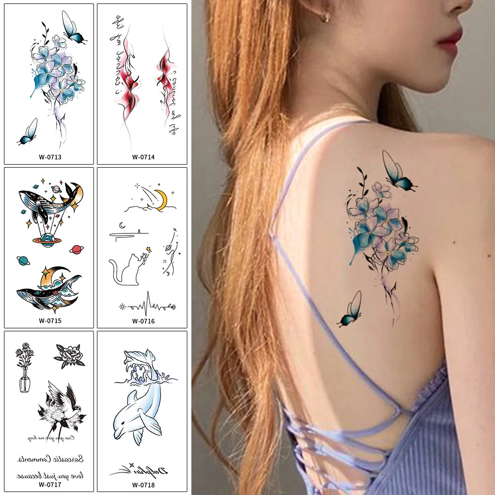 

Waterproof Women Tattoo Stickers Color Cartoon Tattoo Stickers Temporary Disposable Flower Body Arm Abstract Tattoo Stickers