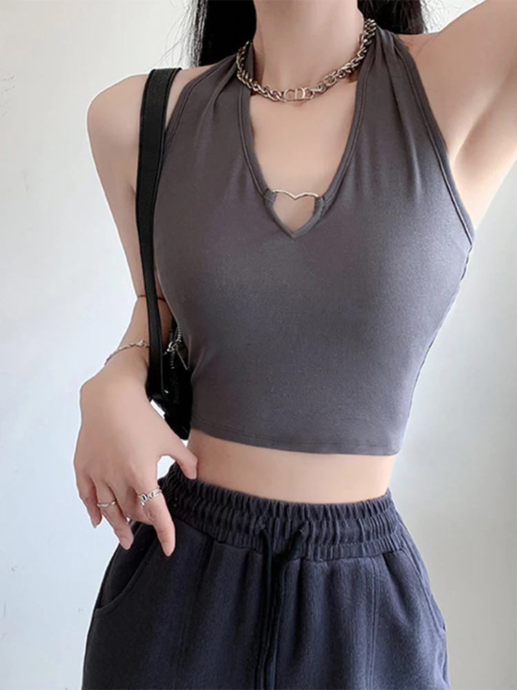 Женская майка с открытой спиной ArtSu Белый спортивный топ в рубчик вырезом форме