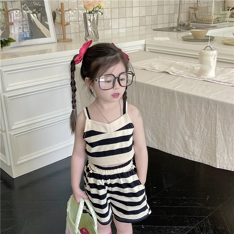

2023 Baby Set for girls spring summer Infant striped sleeveless tops+Pants Newborn suits Kids baby children Clothing