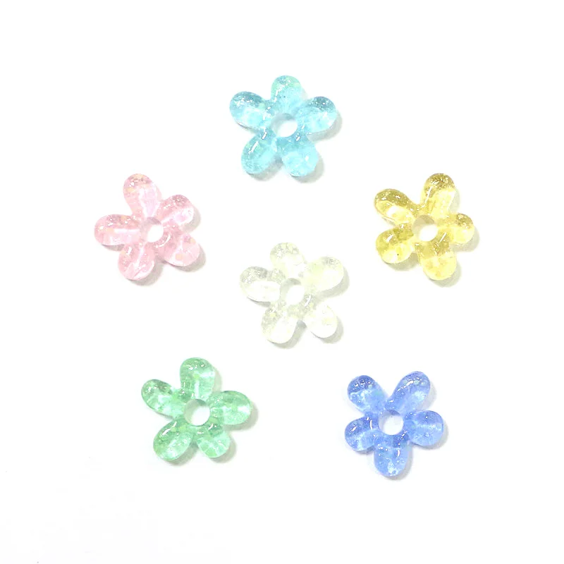 

6PCS Fluorescent Irregular Mini Lovely Glass Flower Ornament Easter Wedding Decor Supplies Women's Jewelry Making Accessories
