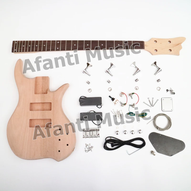 

DIY Unfinished Electric Guitar Bass Kits 4 Strings Guitarra Neck Body Electric Bass Kit With All Hardware (ATM-062)