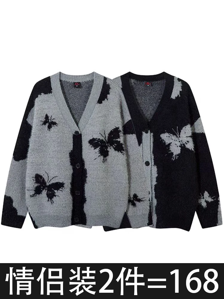American High Street Couple look Cardigan sweater 2024 New Autumn and Winter Idle Sle All-Matching Knit Outerwear