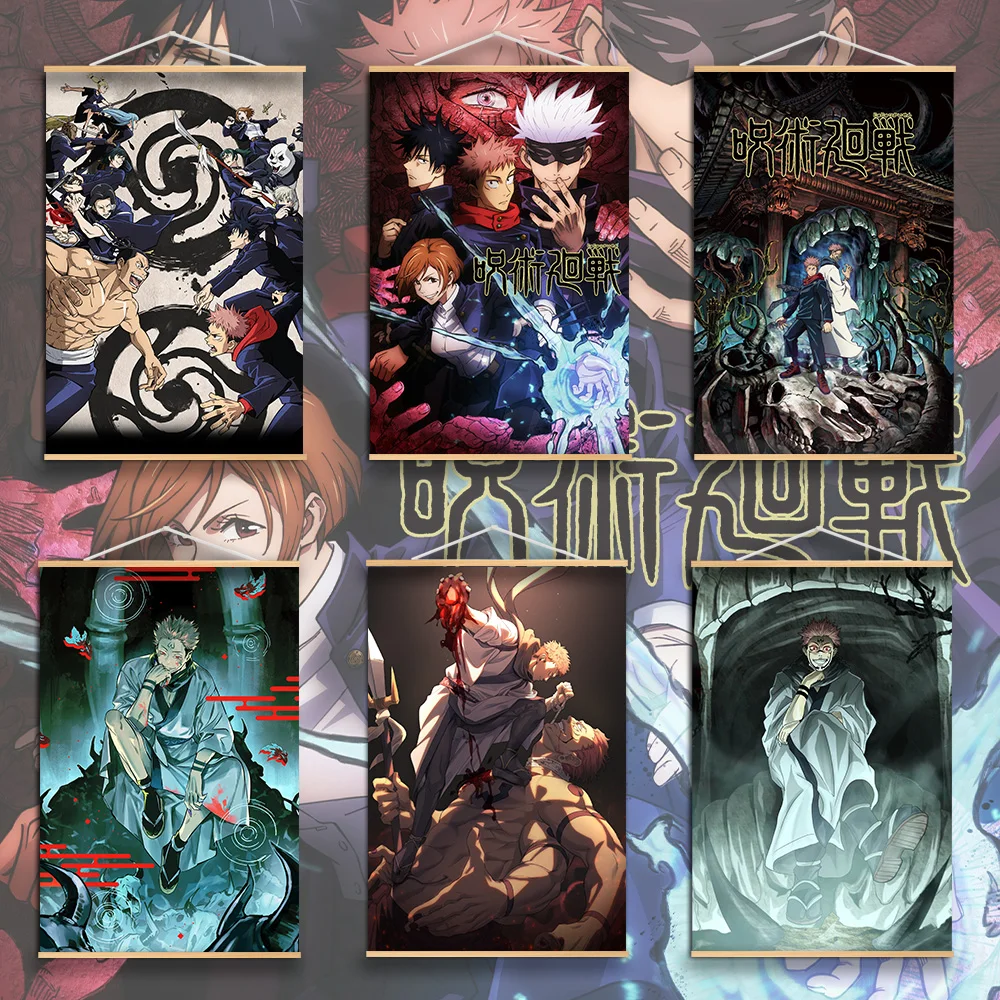 

Аниме Манга Itadori Yuji настенный постер холст картина Твердый деревянный подвесной свиток для ююютсу кайсен
