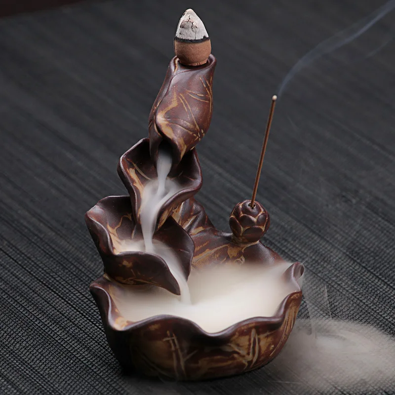 

Retro Ceramic Backflow Incense Burner Waterfall Incense Holder Censer Ceramic Home Office Yoga Decor Tea Ceremony Air Refreshing