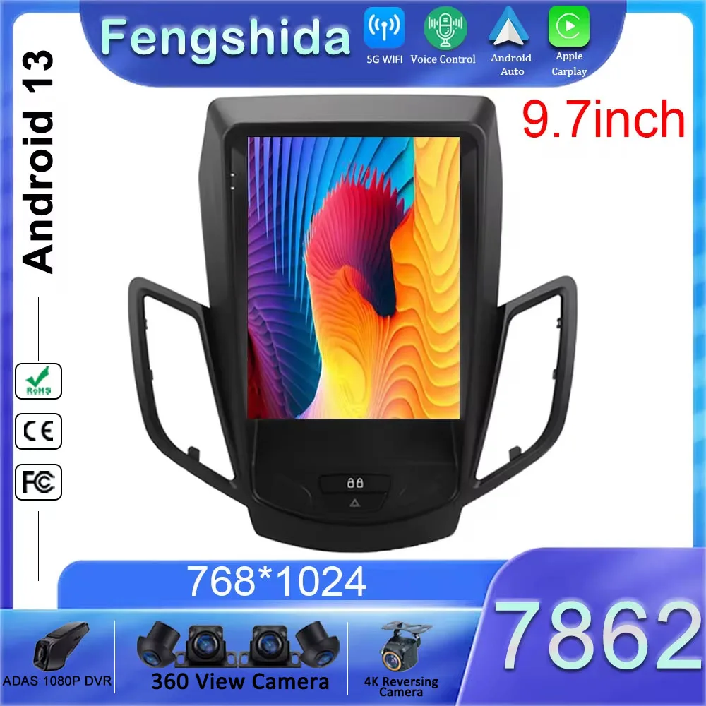 Автомобильная Мультимедийная система Carplay для Ford Fiesta MK7 9 7-2009 2016 дюйма Android 13 WiFi GPS