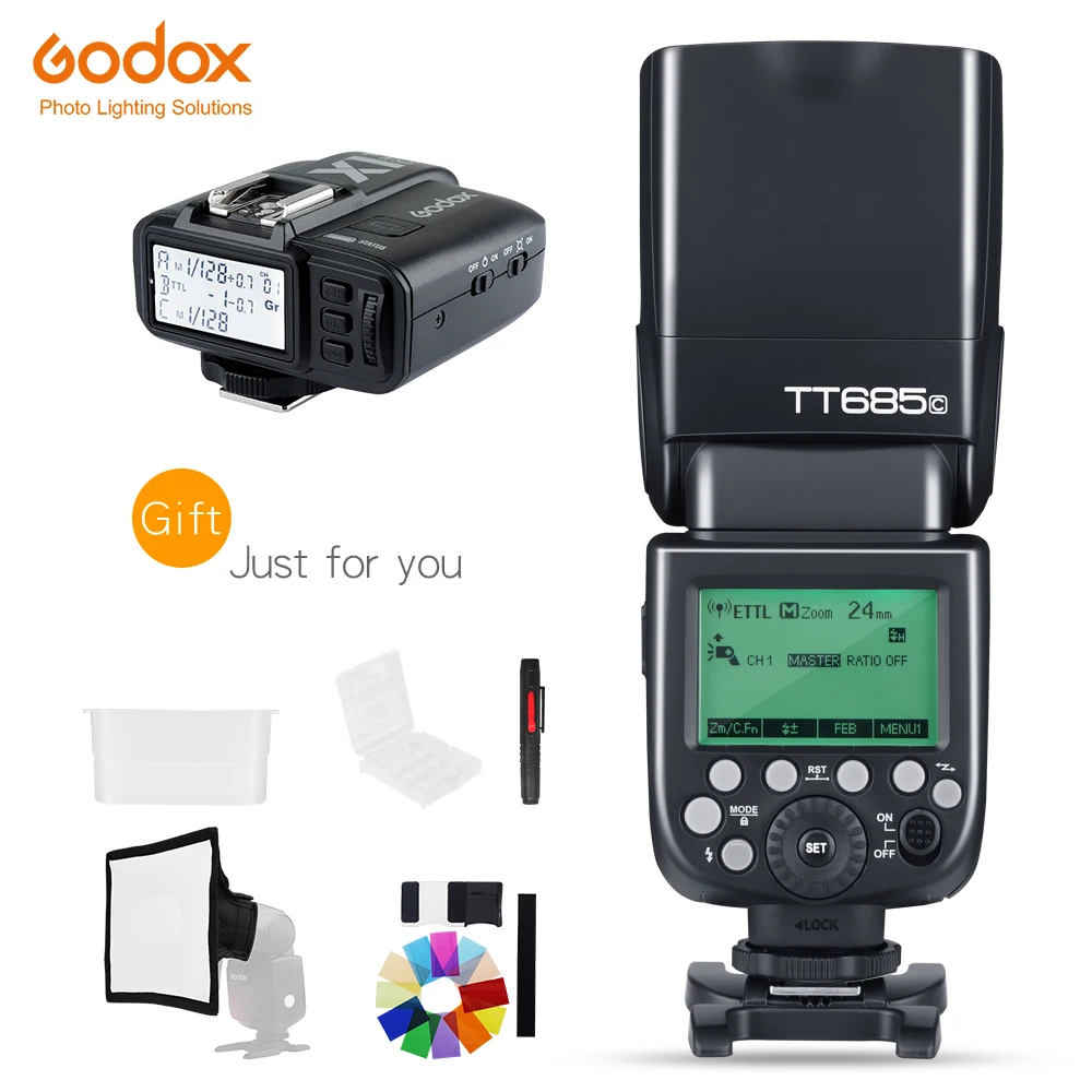 

Вспышка для камеры Godox TT685C TT685N TT685S TT685F TT685o TTL HSS с триггером X1T для Nikon Canon Nikon Sony Olympus Fuji