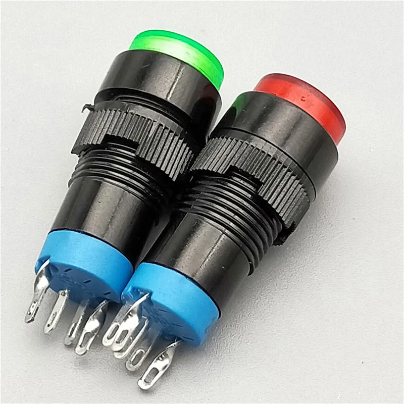 

12mm High Quality Plastic Button Switch with Lamp 5 Pin NO+NC Self-lock/self-reset 6V 9V 12V 24V 220V LA12-11DN/11DZ