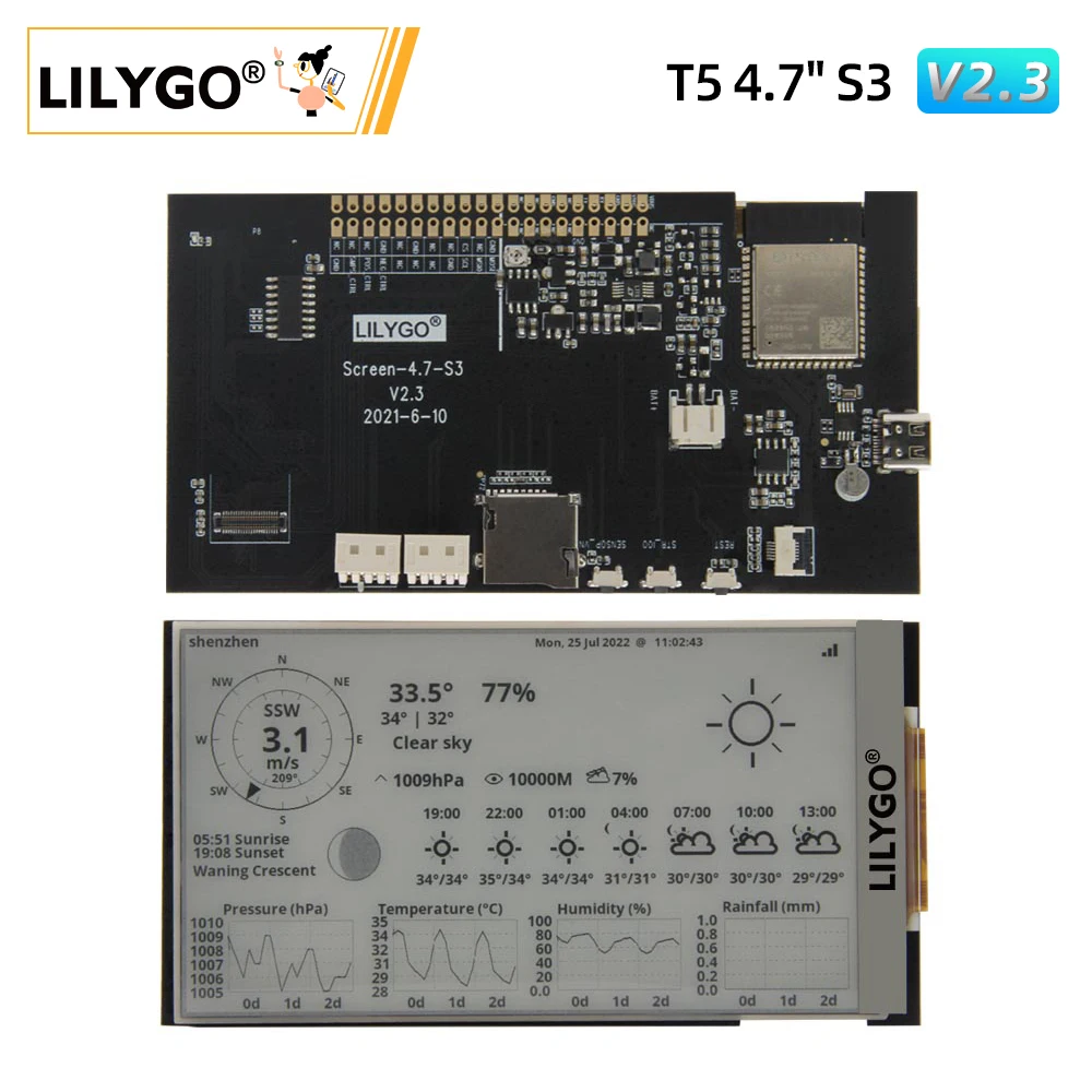 LILYGO® T5 4.7 Inch E-paper V2.3 ESP32-S3 Development Driver Board Display Module Support TF Arduino Compatible Raspberry Pi