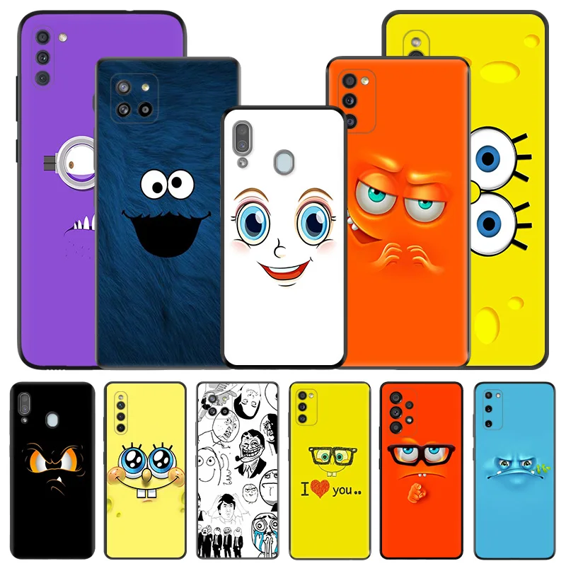 

Lovely Cartoon Face Silicone Black Phone Cases for Samsung Galaxy A54 5G A04 A03 A34 A01 A02 A50 A70 A40 A30 A20 S A10 E Cover