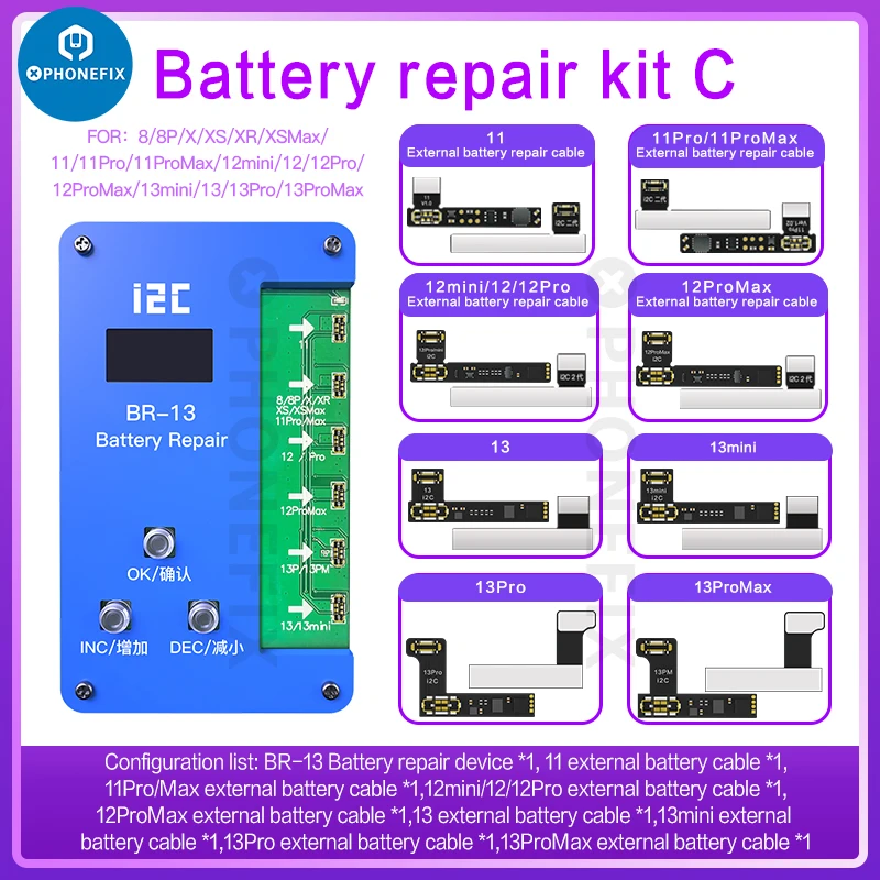 

I2C BR-13 корректор данных батареи 100% исправление неподлинной батареи предупреждающая ошибка важное сообщение о батарее на iPhone 11-13Pro max
