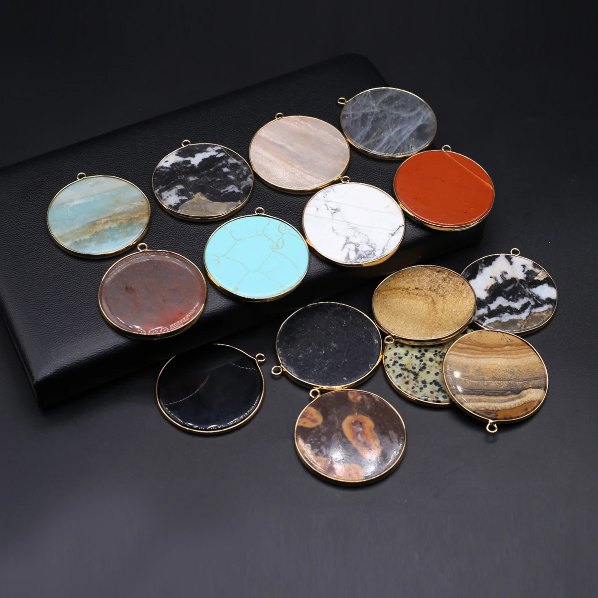 

Natural Stone Pendant Turquoise/Labradorite Round Pendant For Jewelry Making DIY Earrings Necklace Bracelet Accessory