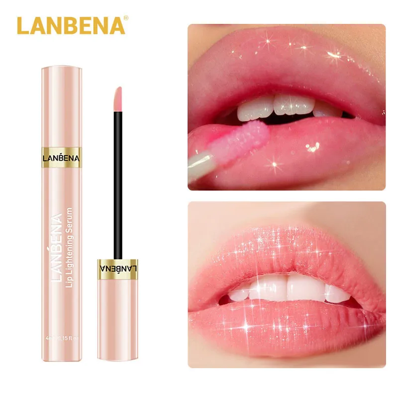 LANBENA Lightening Dark Lips Serum Cherry Lip Gloss Remove Melanin Lip Fine Lines Moisturizing Lip Plumper Long Lasting Lip Care
