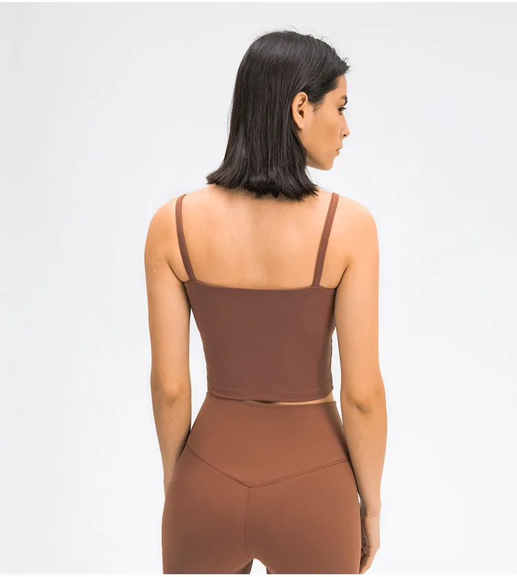 Best Women's Fitness Bra Gym Sports Top Sexy Half Cropped Sling Yoga Tank Top With Chest Pad Running Push Up Workout Underwear