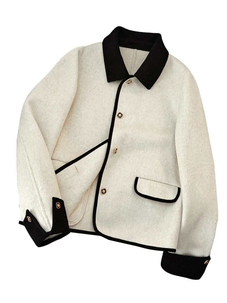 Двусторонние шерстяные изделия Her Pool Верхняя одежда 2024 зимняя новая женская