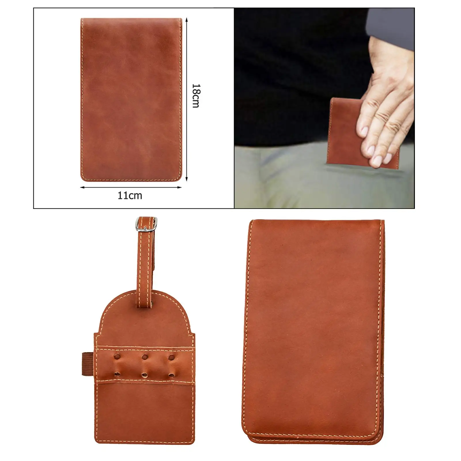 Scorecard Holder W/ Tees Holder Pu Leather Easy To Use Journal For Golf Golfer Practicing Golfing Recording Training