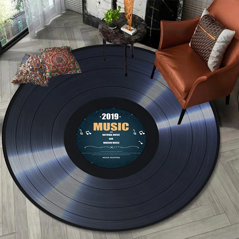 

Nordic Modern Round Carpet Vinyl CD Record Mat Living Room Bedroom Carpet Mat Bedside Mat Bedroom and Living Room Decoration