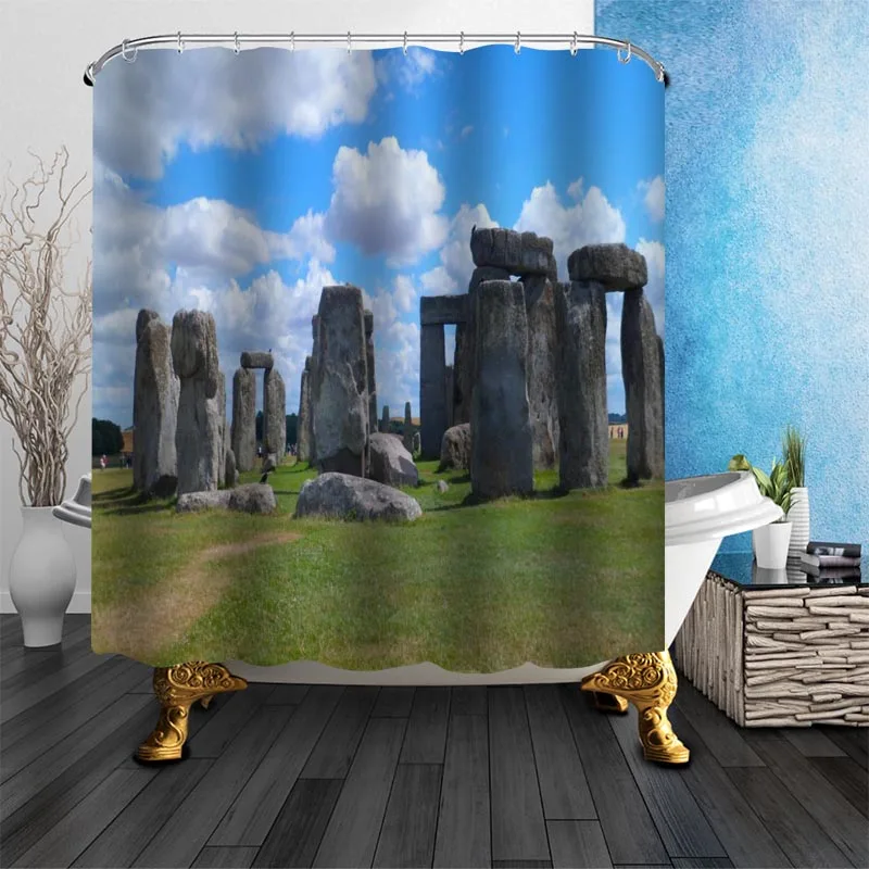 

Stonehenge Natural Scenery Shower Curtains For Bathroom Curtain Decor 180x180cm Waterproof Mildew Proof Fabric Shower Curtain