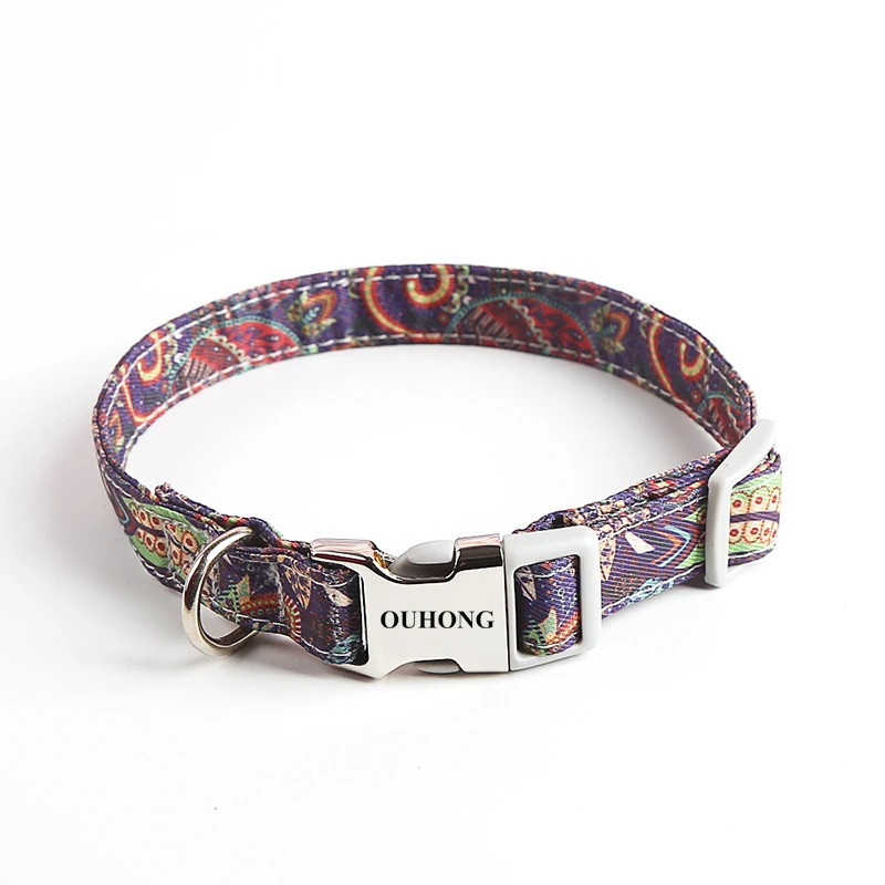 

OUHONG Adjustable Personalized Collars For Pets Dog Snap Collar Puppy Cats Necklace Dog Harness Leash Dog Accessories